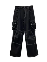 Мужские брюки 27-46 2023 Мужская женская одежда по подиоке открытая линия расщепленная молния на молнии карманные комбинезоны плюс костюмы по размеру