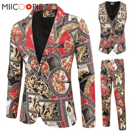 Mäns kostymer Blazers Luxury Men Passar 3 -stycken Fashion Business Party Mens Paisley Formella kostymer Set Jacket Vest Pants Slim Fit Dress Men Clothing 230601