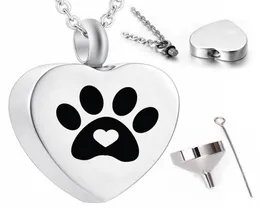 Whole heartshaped dog paw print ashes urn souvenir pendant necklace to commemorate pet funeral3165735