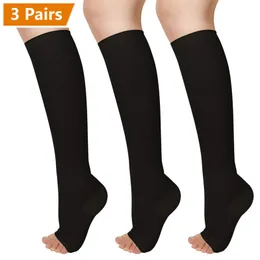 Sports Socks 3 Pairs Compression Socks Combination Open Toe Men's Women's Knee High 20-30m Hg Running Sports Socks Factory Wholesale 230601