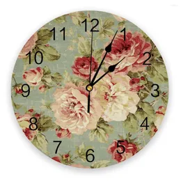 Zegary ścienne Kwiat Peony 3D Zegar Nowoczesny design Dekor w kuchni Kuchnia Vintage PVC Okrągła dekoracja salonu
