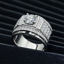 Test superato Bling Rings S925 Sterling Silver 1.5CT Moissanite Diamond Ring per uomo Donna Party Wedding Bel regalo