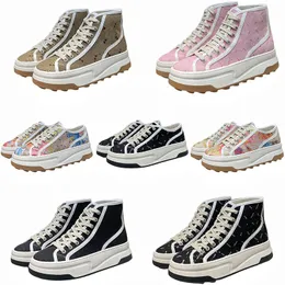 High Top Basketball Shoes Luxury Designer Shoes Classic Women Sneakers mode broderi Plattformskor Bekväma låga top canvasskor andningsbara avslappnade skor