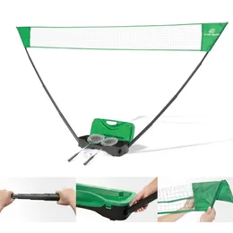 Portable Badminton Net Set med förvaringsbas, racketer LED Lightning Shuttlecocks Combo Set for Family Kids, Easy Setup for Backyard Traini