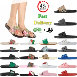 Designer platt sandaler glider gummi tofflor multicolour canvas bi tiger blommor blommor sandale sommar strand pantoufle för kvinnor män sneakers