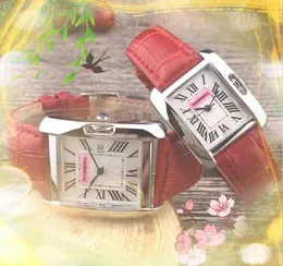 高級スクエアローマタンクダイヤルウォッチメンズ31mmと女性25mmカップルレザーバンドプレミアムクォーツムーブメントクロックオートデートビジネス素敵な腕時計誕生日プレゼント