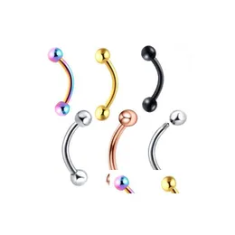 Eyebrow Jewelry 16 Gauge Stainless Steel Rings Anodized Lip Bars Nose Studs Cartilage Tragus Barbell Body Piercing Drop Delivery Dhpqy
