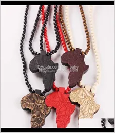 Pendant Necklaces Wooden Map Of Africa Wood Beads Beaded Chains For Women Men Hip Hop Jewelry Gift Gm6Dv Gatef4564702