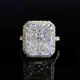 خاتم الماس المصنوع يدويًا 8CT Moissanite 100 ٪ REAL 925 Sterling Silver Party Band Rings for Women Men Enighter Jewelry