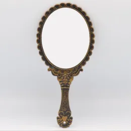Espelhos de maquiagem senhoras vintage repousse oval floral cômoda de mão rendado romântico espelho de mão bronze prata ouro rosa ferramenta cosmética salão de beleza 100 pçs
