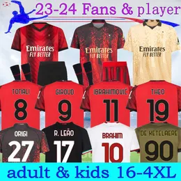 23 24 Ibrahimovic Player AC Soccer Jerseys 2023 Milans Giroud Home Brahim Away Fans Toni Rebic Theo Bennacer Kessie Third Football Kit Kjaer Uniformi 16-4xl