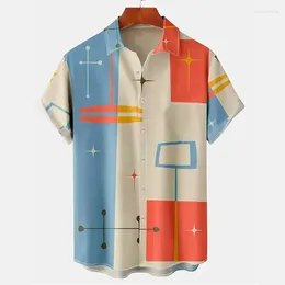 Mäns casual skjortor mode hawaiian herrar mönster tryck för män kläder överdimensionerade kortärmade lapel knappskjorta märke toppar