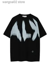 Camisetas masculinas 2023 ALYX 1017 9SM Graffiti jato de tinta funcional masculina feminina camiseta de manga curta verão streetwear masculino camiseta de algodão cauual t230602