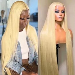 180 Density Bone Straight 13x4 Lace Front Wig 613 Honey Blonde Human Hair Wigs 28 30 Inch Colored Frontal Wigs On Sale Clearance