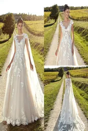 Plus Size ALine Wedding Dresses Eddy K Sheer Neck Lace Applique Backless Tulle Bridal Gown Robe Beach Wedding Dress With Wrap Ves3119016