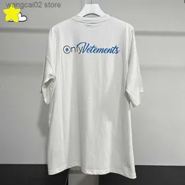 Men's T-Shirts Summer Oversized Heavy Fabric VTM Short Sleeve Classic Blue Print Only VETEMENTS T-Shirt Men Women Tee Inside Tags T230602