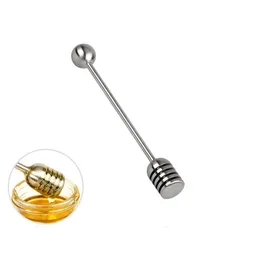 Stainless Steel Straight Handle Honey Stick Tools Metal Honey Dippers Coffee Tea Stirrer Party Supply Honeys Jar Stick Spoons SN796