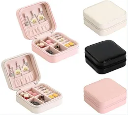 Portable Small Jewelry Box Women Travel Jewellery Organizer PU Leather Mini Case Rings Earrings Necklace Holder Display Storage Ca4035356