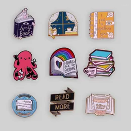 Brooches High Quality Book Hard Enamel Pin Cute Cartoon Reading Library Brooch Metal Badge Student Backpack Couple Accessories