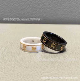 designer jewelry bracelet necklace ring high quality same black white ceramic Sterling Plated gold thread couple ringnew jewellery