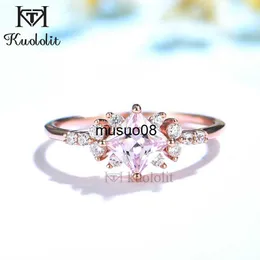 Bandringe Kuololit Pink Diamonds Solid 925 Sterling Silver Rings for Women Princess Cut Zircon Engagement Jewelry for Wedding Christmas J230602