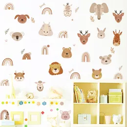 만화 동물 무지개 벽 스티커 어린이 방 어린이 아기 침실 벽 장식 환경 친화적 인 PVC 벽 데칼 포스터