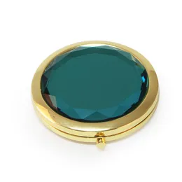 Cihazlar Verde oscuro cristal espejo compacto 10 renk dos lado dobrado espejo de maquillaje hermoso regalos de boda