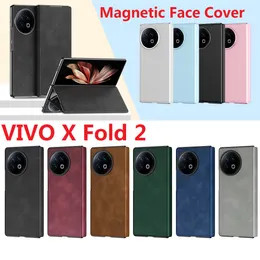 Magnetic Face Leather Cases For VIVO X Fold 2 Fold2 Case Flip Book Stand Wallet Protection Cover