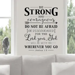Var stark och modig väggdekal citat Bibelvers kristna väggdekor klistermärken Joshua 1: 9 dekal för barnrum