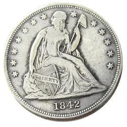 Copia de moneda chapada en plata con dólar de la libertad sentado de EE. UU. 1842