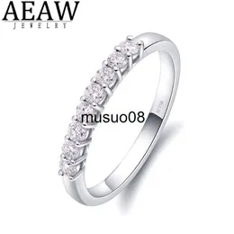 Band Rings AEAW 14k White Gold 0.25ctw 2mm DF Round Cut Engagement Wedding Moissanite Lab Grown Diamond Band Ring for Women J230602