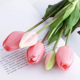 Garden Decorations Luxury Silicone Real Touch Tulips Bouquet Decorative Artificial Flowers Living Room Decoration Flores Artificiales 230601