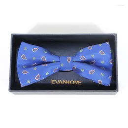 Bow Ties Fashion Vintage Blue Paisley Men's Tie Mariage Party Dress Butterfly Bowtie For Wedding Gifts Without Box