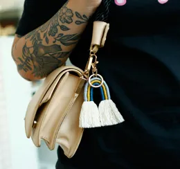 Fashion Boho Weave rainbow tassel keychain bag hangs gold key holder fashion jewelry gift will and sandy new8995533