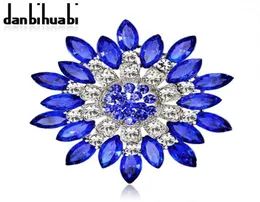 Whole Large Red Blue Rhinestone Brooches Wedding Bouquet Flowers Brooch Pins For Women Cheap Fashion Jewelry Clothes Accessor9798302
