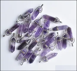 Charms Jewelry Findings Components Natural Stone Amethyst Hexagonal Healing Reiki Point Pendants For Making Diy Necklace Earring8472476