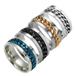 حلقات حلقات الفولاذ المقاوم للصدأ سلسلة مصممة قابلة للدوران خاتم الرجال