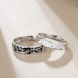 Cluster Rings Real Certified Sterling 925 Silver Couple For Lovers Men and Women Original Design Birds In Forests Jewelry Gift