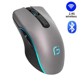 Mäuse Wiederaufladbare Computermaus X9 Dual Mode Bluetooth 4.0 + 2,4 GHz Wireless Mause 2400DPI Optisches Gaming für PC Laptop