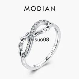 Pierścienie zespołowe Modian oryginalne 925 Sterling Silver Infinite Love Charm Diamond Finger Pierścień Marka Trendy CZ Fine Jewelry for Women Party Prezenty J230602