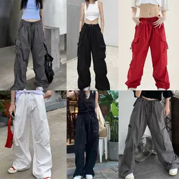 Capris Y2K Street Clothing Women's High Waist Jogger Bag Style Sports Wide Leg Straight Straight Straight Right Rapped Cargo Pants P230602