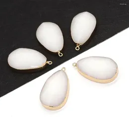 Pendant Necklaces Natural Stone Alabaster Teardrop Shaped Faceted 22x40mm For Making Jewelry DIY Necklace Earring Fine Elegant Accessories