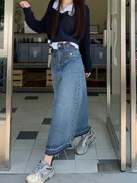 kjol vintage jean kjol mode kvinnors denim långa kjolar kvinnor y2k estetik fairycore midi kjol lösa aline koreanska casual faldas