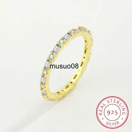 Anéis de banda 2022 NOVO Clássico 18K Ouro Linha Única Baguette Diamante Casal Anel Para Mulheres S925 Aniversário de Prata Jóias de Presente do Dia dos Namorados J230602