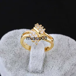 Bandringar 14K Gold Diamond Charm Lady Rings for Women Böhmen Engagemang Oregelbundet Aros Mujer Oreja 14 K Guldsmycken J230602