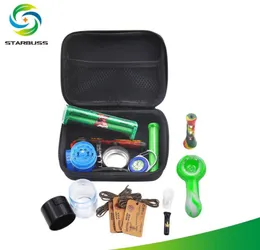 Tubos de fumar conjunto de cigarros portátil de venda quente transfronteiriça, conjunto de cigarros, conjunto de bolsa para câmera, moedor manual de cigarros, tanque de armazenamento, conjunto de 12 peças