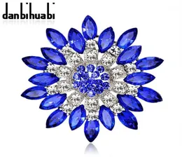 Whole Large Red Blue Rhinestone Brooches Wedding Bouquet Flowers Brooch Pins For Women Cheap Fashion Jewelry Clothes Accessor6409414