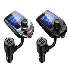 D4 D5 Wireless Bluetooth Car Kit Mp3 Player Radio Sändare Audio Adapter QC30 FM Högtalare Fast USB Charger AUX LCD Display1371840