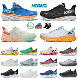 Hoka One Clifton 8 9 Atletik Ayakkabı Koşu Ayakkabıları Bondi 8 Karbon X 2 Spor Sakinler Şok Emici Yol Moda Üst Tasarımcı Kadın Erkek Eğitmenler Spor Boyutu 36-45