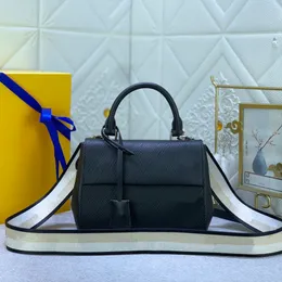 Metal Logo Jacquard Strap Leather Pebbled Leather Crossbody